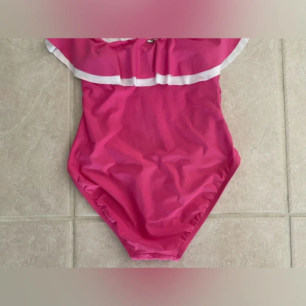 Tommy Hilfiger Ruffle Strapless One Piece Swimsuit - Size 10 - Picture 13 of 16
